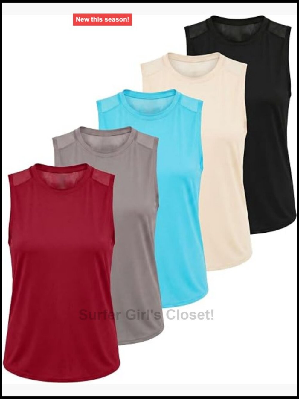 5 Pack Women's Dry Fit Racerback Tank Tops Sleeveless Athletic Workout Shirts